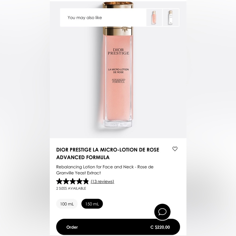 NEW Dior prestige la micro lotion de rose 150 ml
